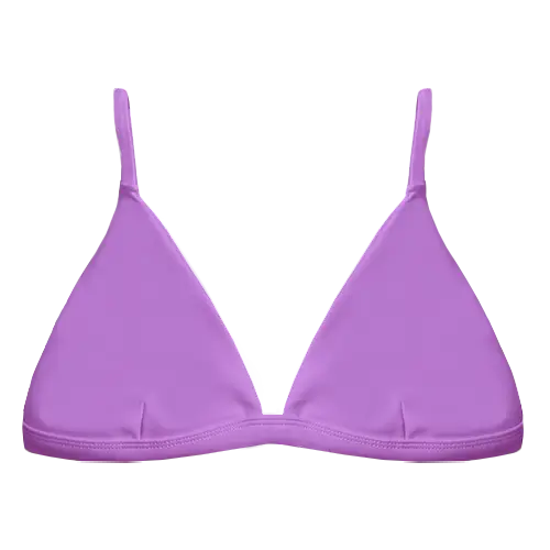 A flat lay image of our classic triangle swim top Bindi in the colour Lavender