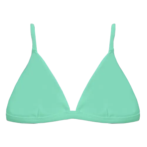 A flat lay image of our classic triangle swim top Bindi in the colour Peppermint
