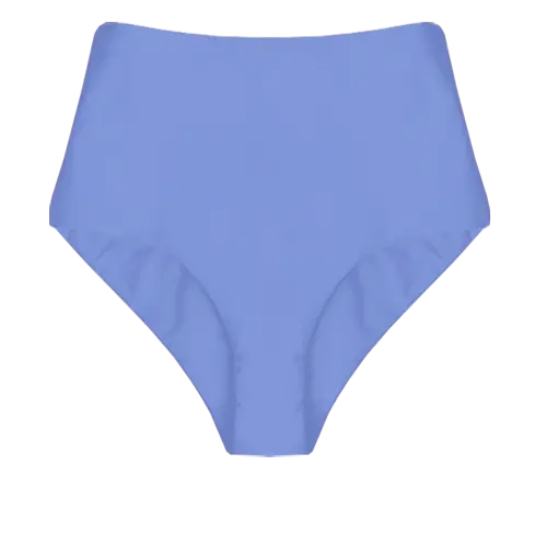 A flat lay image of our high waisted swim bottom Ellin in the colour Cornflower