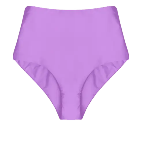 A flat lay image of our high waisted swim bottom Ellin in the colour Lavender