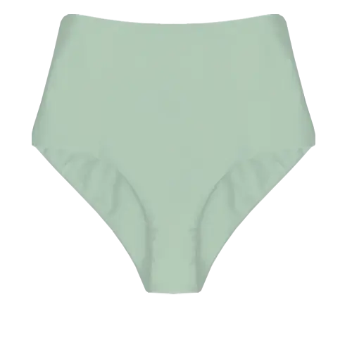 A flat lay image of our high waisted swim bottom Ellin in the colour Moss