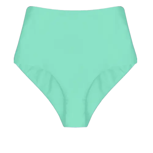 A flat lay image of our high waisted swim bottom Ellin in the colour Peppermint