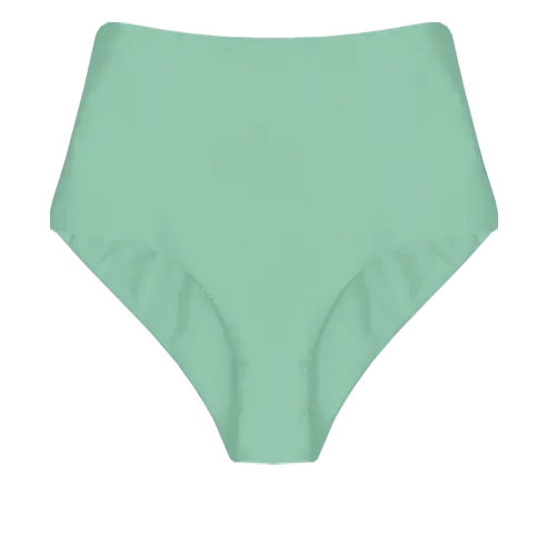 A flat lay image of our high waisted swim bottom Ellin in the colour Pistachio