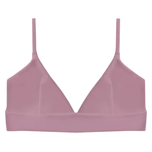 A flat lay image of our sporty style triangle swim top Iluka in the colour Blush