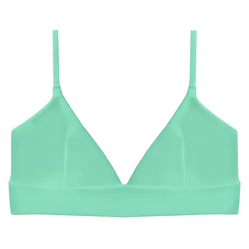 A flat lay image of our sporty style triangle swim top Iluka in the colour Peppermint