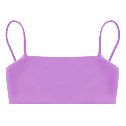 A flat lay image of our bandeau style swim top Kirra in the colour Lavender