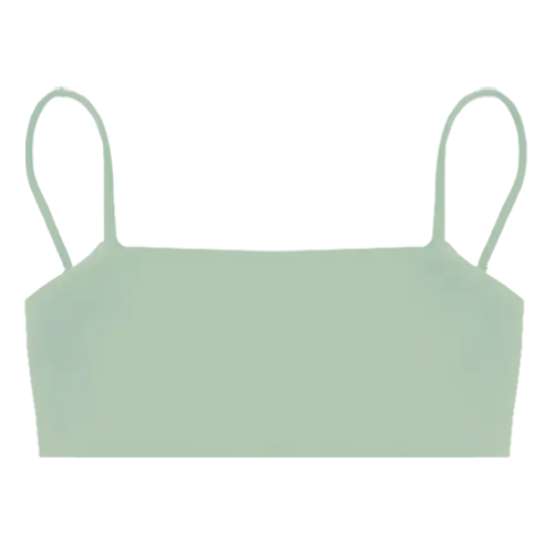 A flat lay image of our bandeau style swim top Kirra in the colour Moss