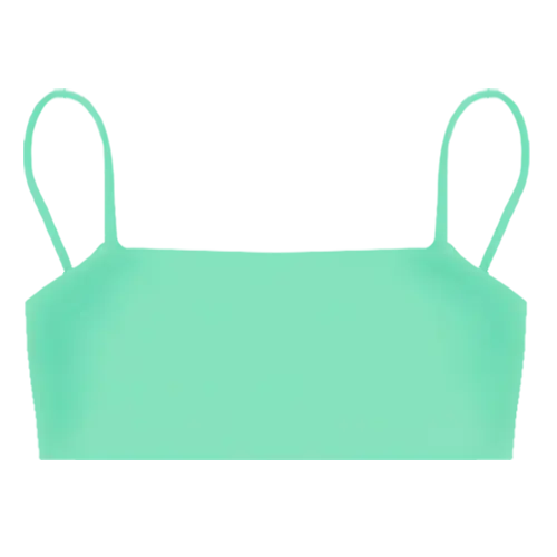 A flat lay image of our bandeau style swim top Kirra in the colour Peppermint