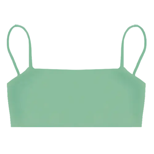A flat lay image of our bandeau style swim top Kirra in the colour Pistachio