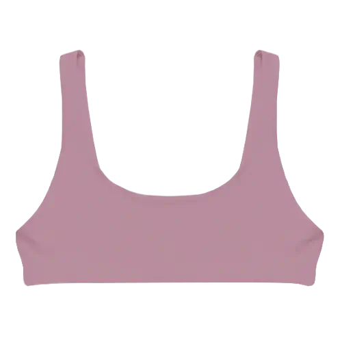 A flat lay image of our sporty style swim top Lowanna in the colour Blush
