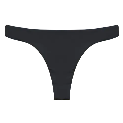 A flat lay image of our cheekiest swim bottom Tau in the colour Black