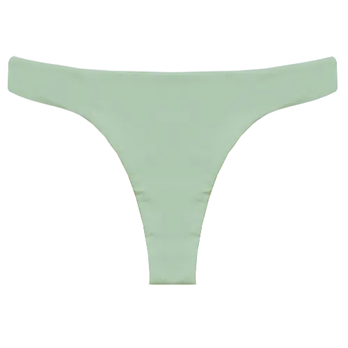 A flat lay image of our cheekiest swim bottom Tau in the colour Moss