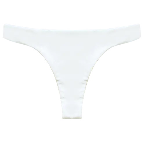 A flat lay image of our cheekiest swim bottom Tau in the colour White